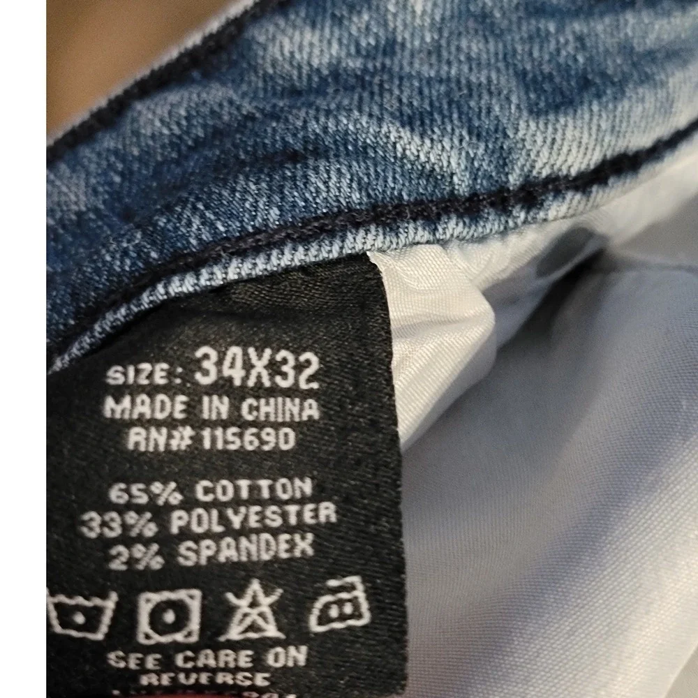 Stitches & Rivets Mens Light Wash‎ Slim Fit Stretch Blue Jeans 34x32
